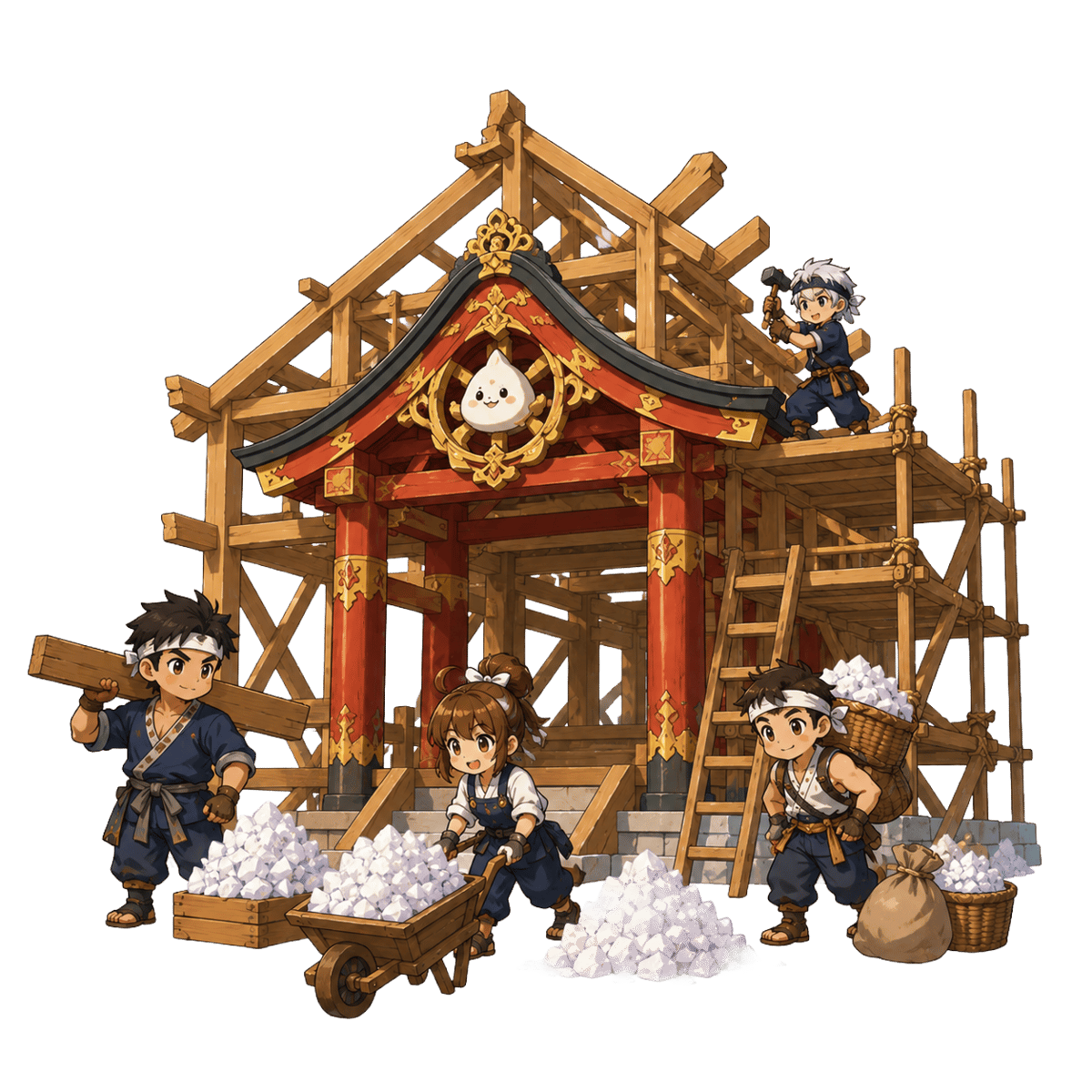 Apprentice carpenters building the Hall of Salt